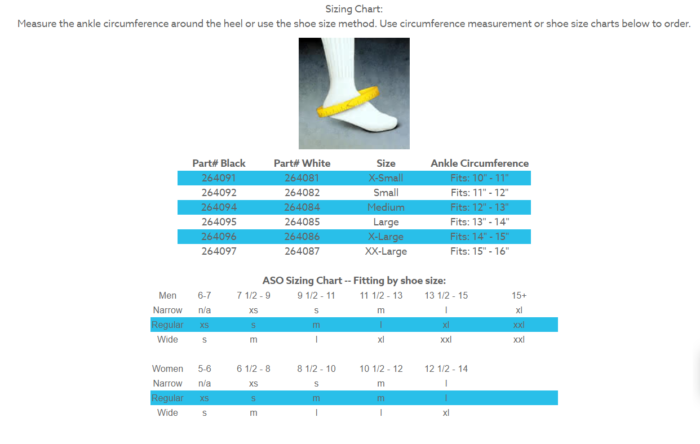 Aso Ankle Stabilizer Size Chart